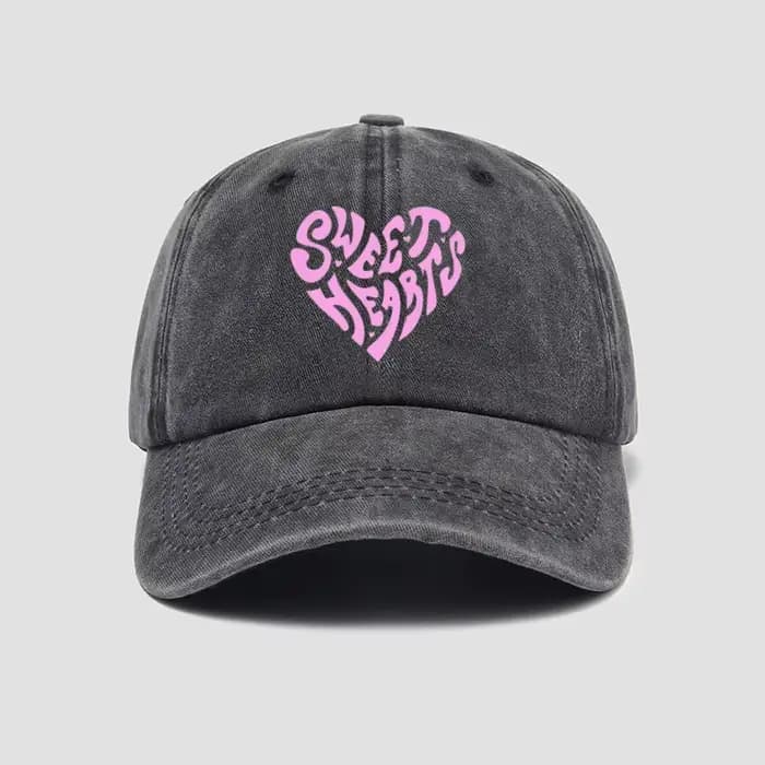Casquette de baseball rose avec lettres imprimées en forme de cœur, polyvalente pour un usage quotid