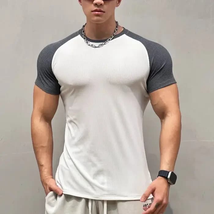 T-shirt de sport serré à manches courtes pour hommes