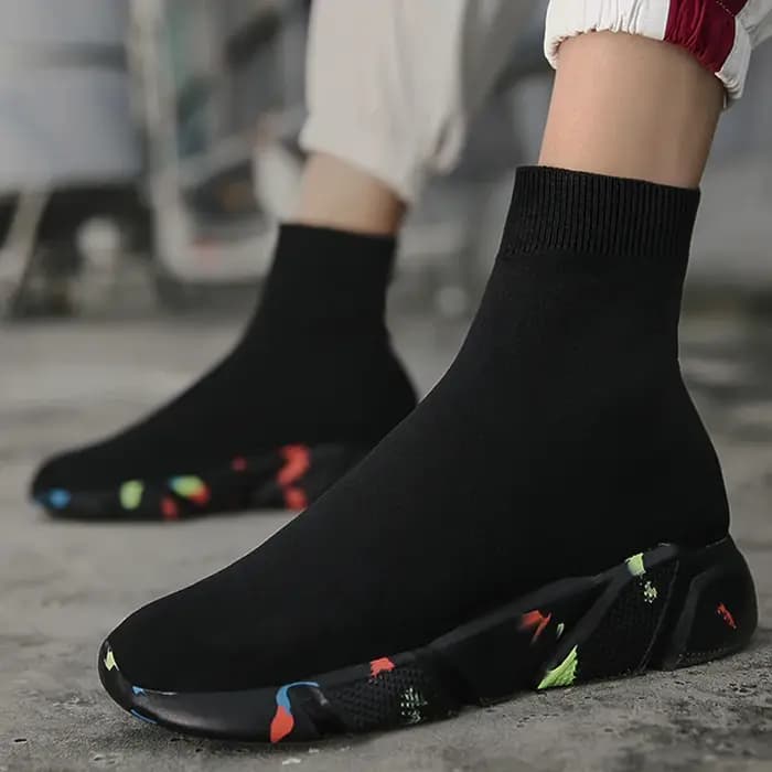 2025 printemps baskets pour hommes noir sans lacet Non en cuir chaussures décontractées haut sans lacets
