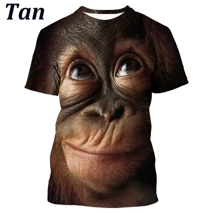 Nouvelle mode parodie gorille Fun singe 3D imprimé T-shirt hommes et femmes été décontracté à manches courtes Animal petit haut
