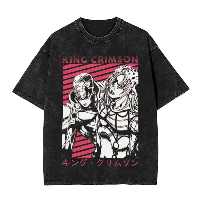 Anime Jojo's Bizarre Adventure Joseph Joestar Kira Killer T-shirt Men Manga Vintage Tshirts Harajuku Washed Cotton T Shirt