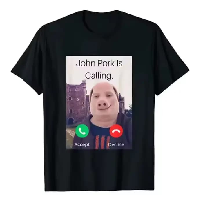 T-shirt John Pork Is Answering the Phone avec motif cochon amusant