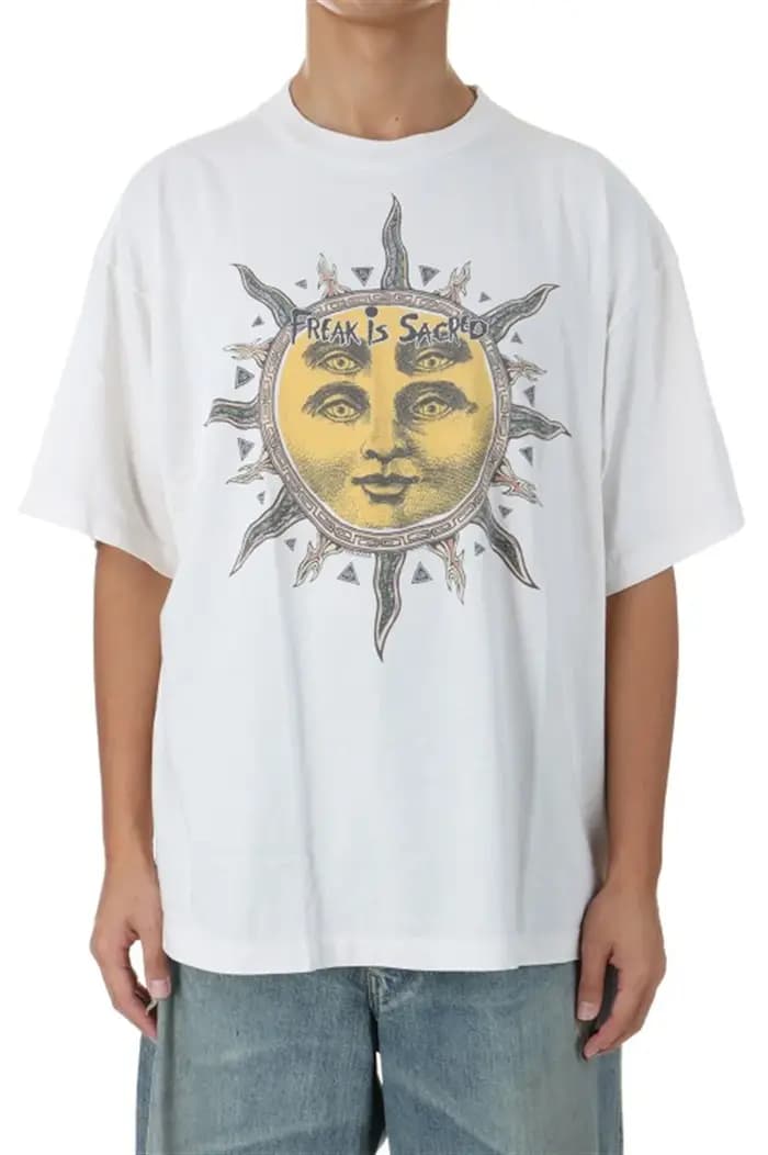Saint été Vintage Rock lavé coton soleil visage imprimé haute rue décontracté ample surdimensionné à la mode sport T-shirt pour hommes hauts