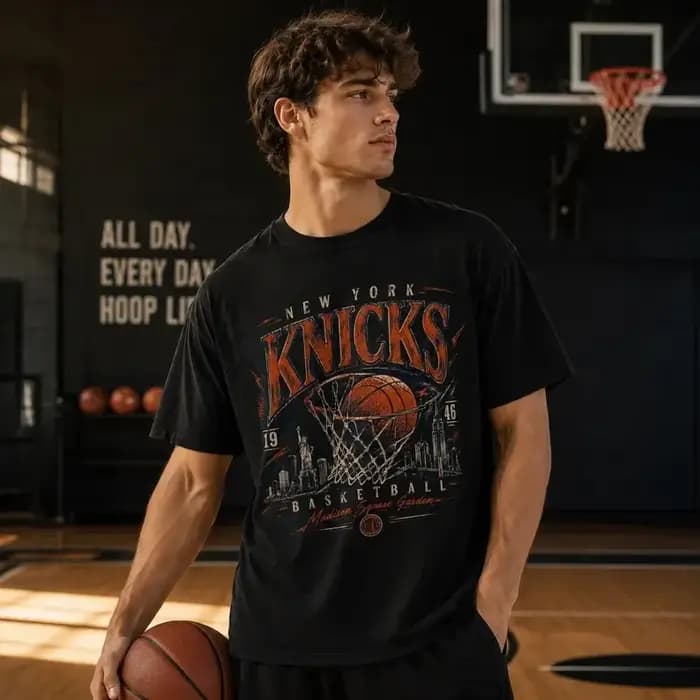 T-shirt de basket-ball graphique vintage des Knicks de New York, 100% coton, vêtements d'été 2026, T
