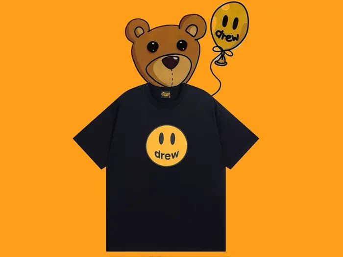 Drew House T-Shirt Smiley à manches courtes haut court de Style de rue haut de Style américain pour
