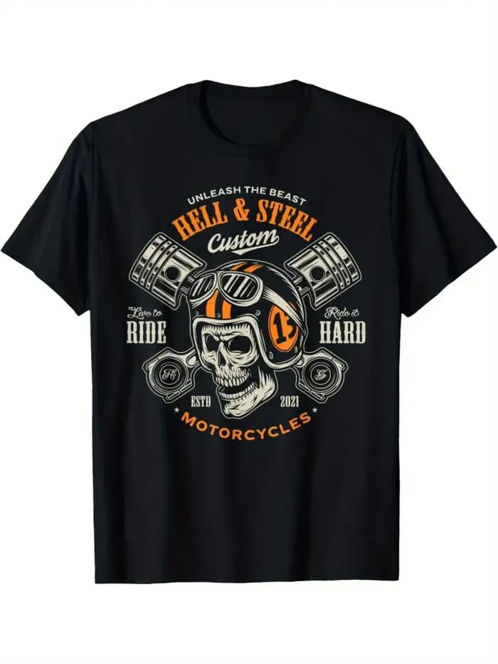 T-shirt graphique de moto vintage pour hommes, streetwear surdimensionné avec design de course rétro