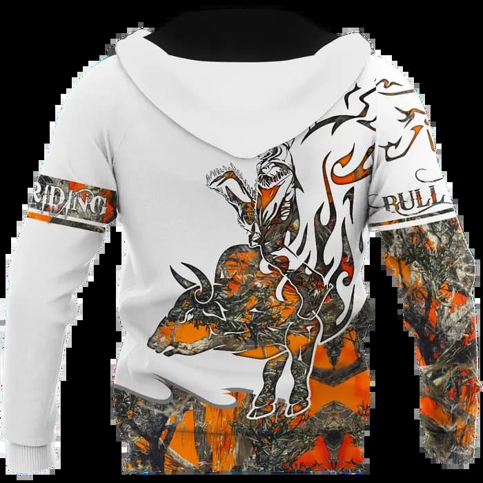 Sweat à capuche unisexe avec nom taureau équitation tatouage 3D imprimé