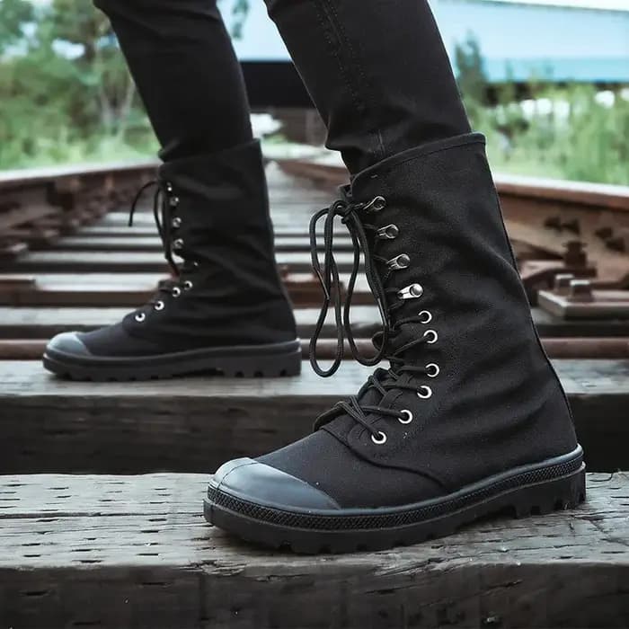 Bottes en toile pour hommes mode fond plat