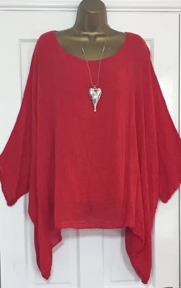 T-Shirt en Lin à Col Rond pour Femme