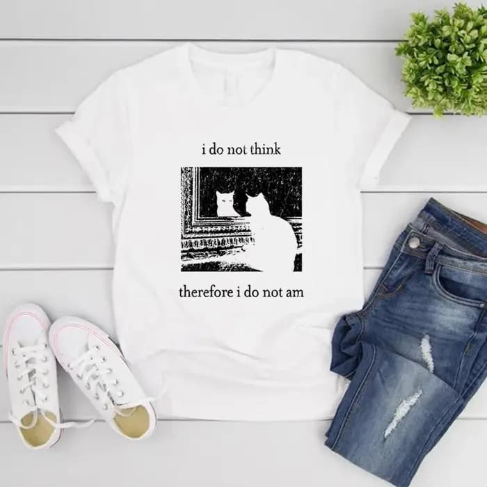 Je ne pense pas là, je ne suis pas T-shirt drôle chat chemise Grunge