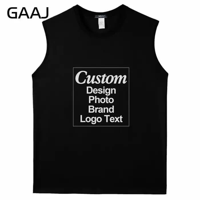 Débardeur personnalisé 100% coton avec impression DIY, logo de marque, sans manches, fitness, muscul