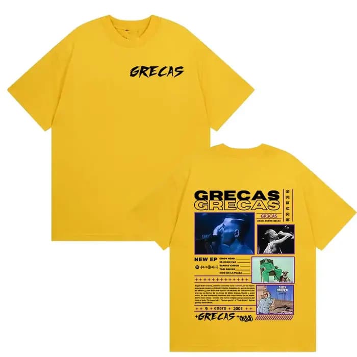 Rappeur Grecas Tour 2025 Album Merch T-shirts Hommes Vêtements Mode Surdimensionné T-shirt Décontracté Offre Spéciale