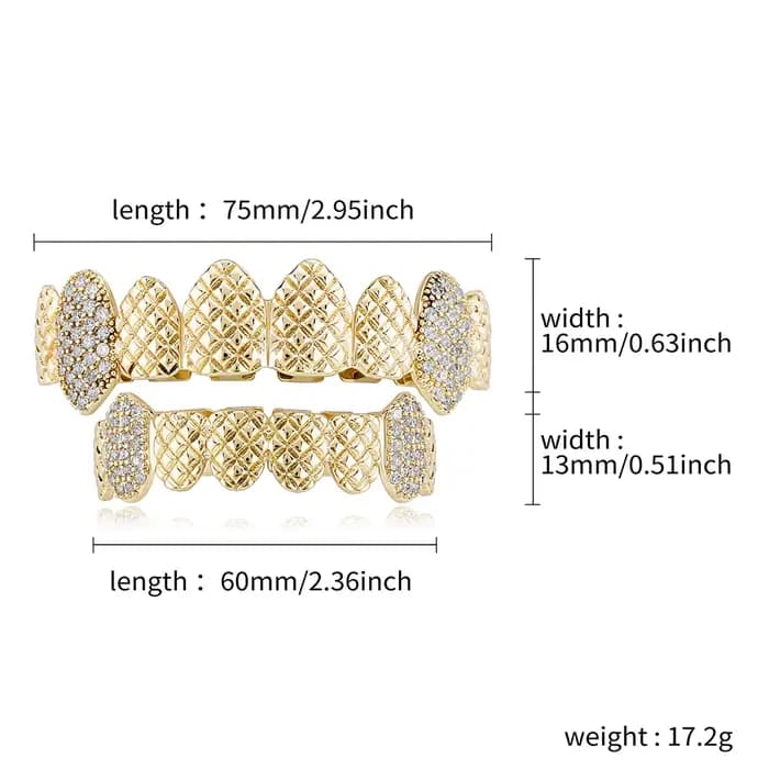TOicalRILLZ-Ensemble de bijoux Hip Hop Iced Out CZ Grillz