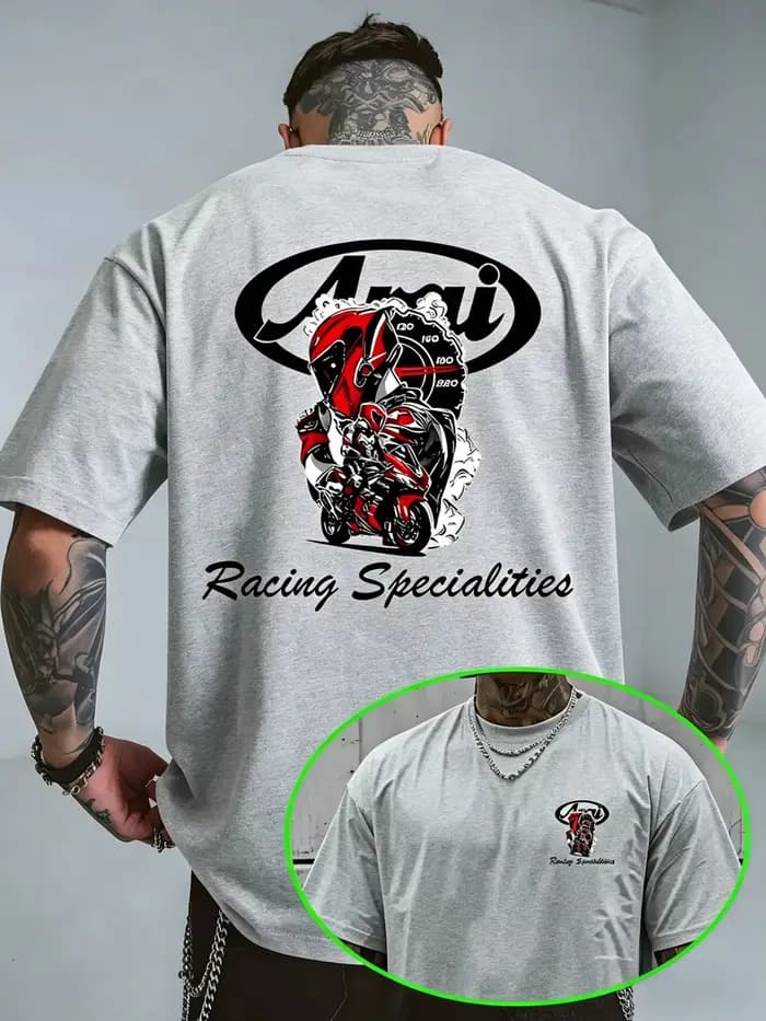 T-shirt graphique en coton pour hommes et femmes, casque de sécurité pour moto, marque Classic Track