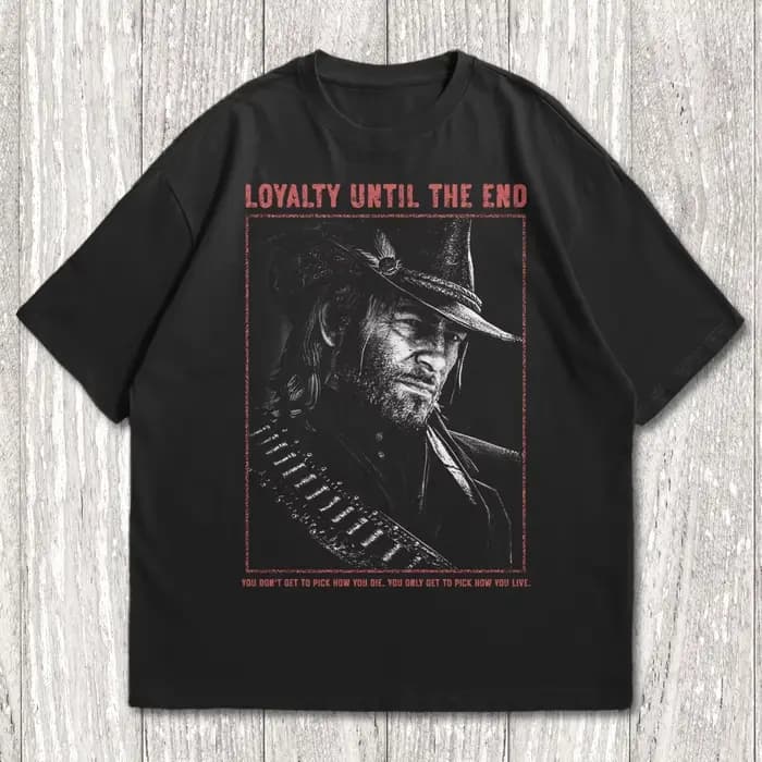 T-shirt vintage Arthur Morgan Loyalty Until The End avec portrait de cowboy, en coton doux, à manche