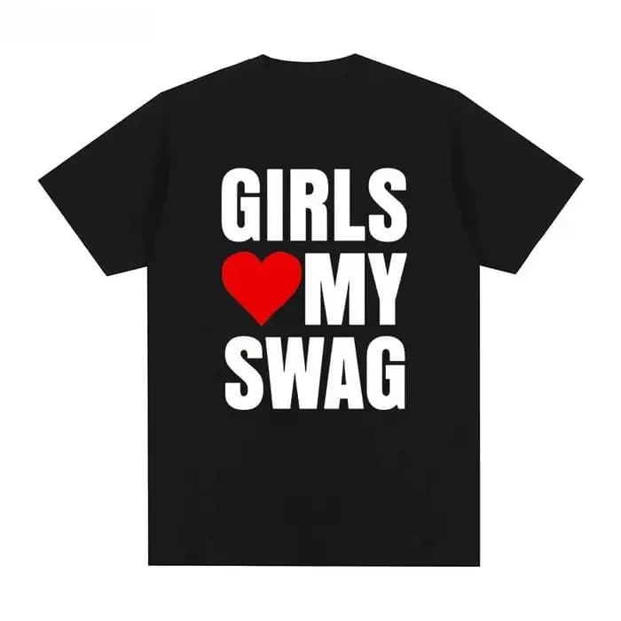 T-shirt d'été à manches courtes 'Girls Love My Swag' style américain