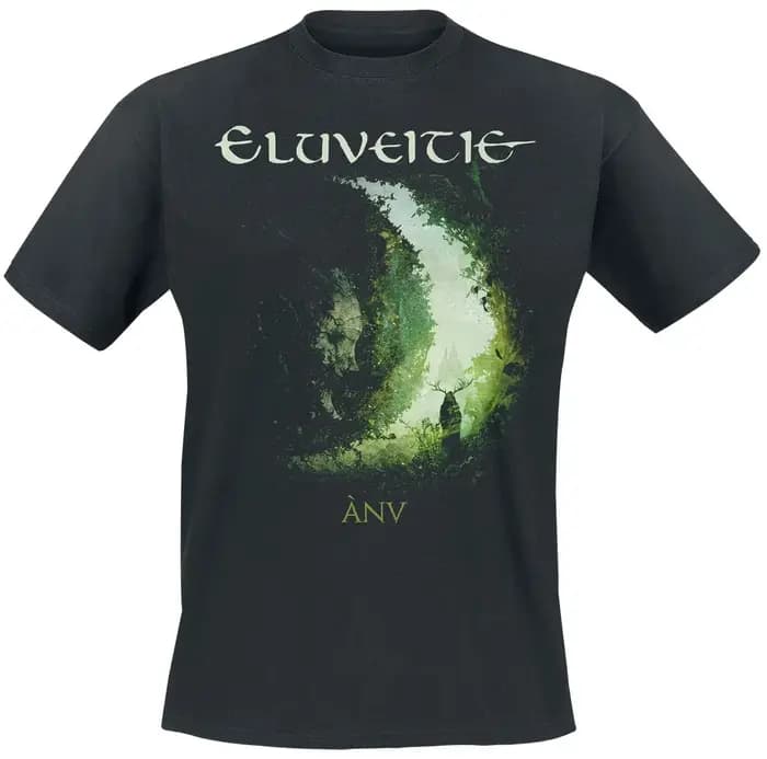Eluveitie Raven Celtic Ornament Print T-shirt en coton noir pour hommes et femmes Folk Metal unisexe