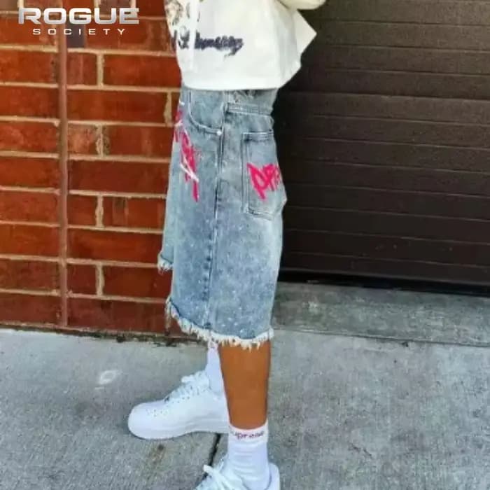 Shorts en jean délavé bleu rétro pour homme