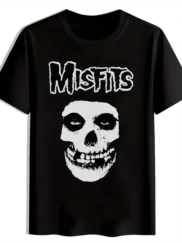 T-Shirt noir à manches courtes et col rond pour hommes
