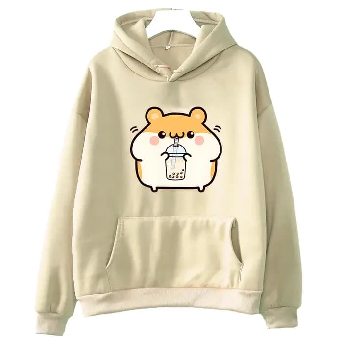 Boba thé Hamster mignon sweat femme dessin animé graphique à capuche décontracté