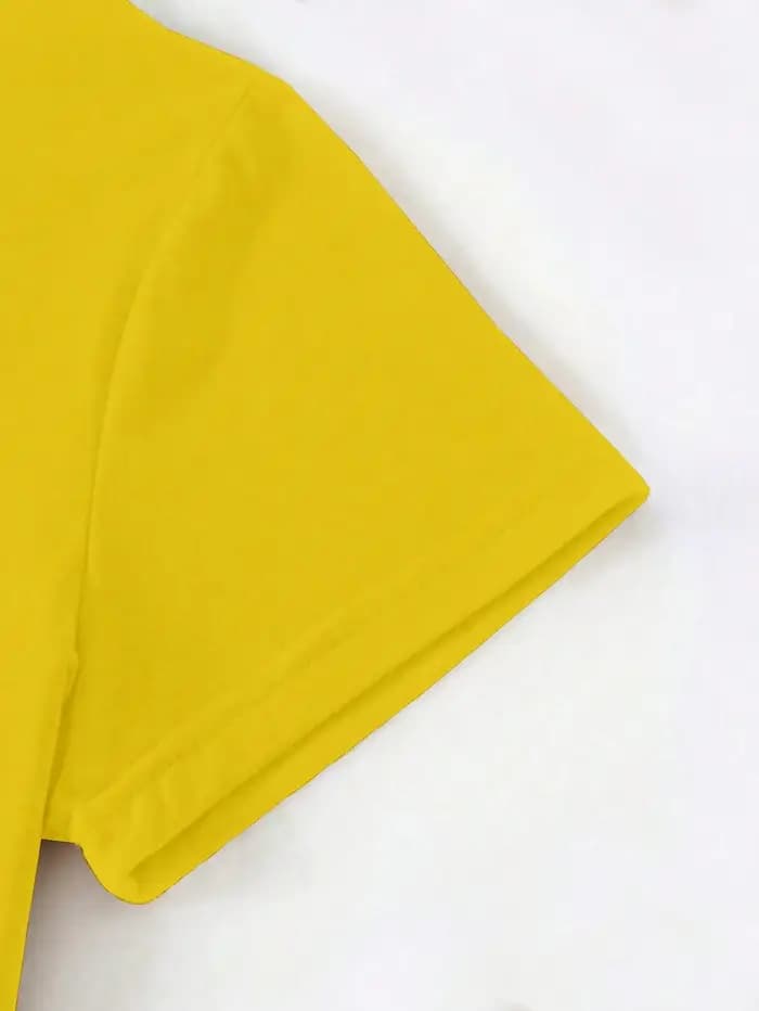 T-shirt jaune pour femme avec imprimé rose doré
