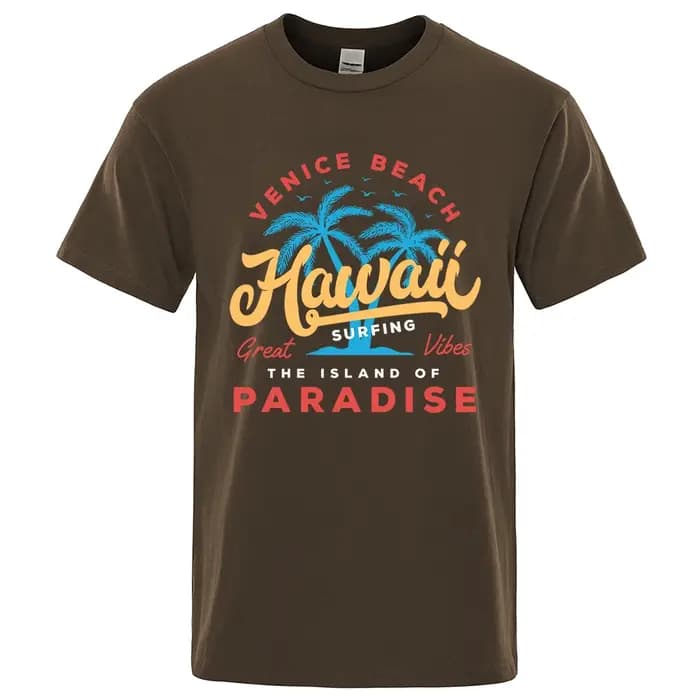 Hawaii surf Venise plage l'île du paradis imprimer hommes T-Shirt mode vêtements coton été hauts