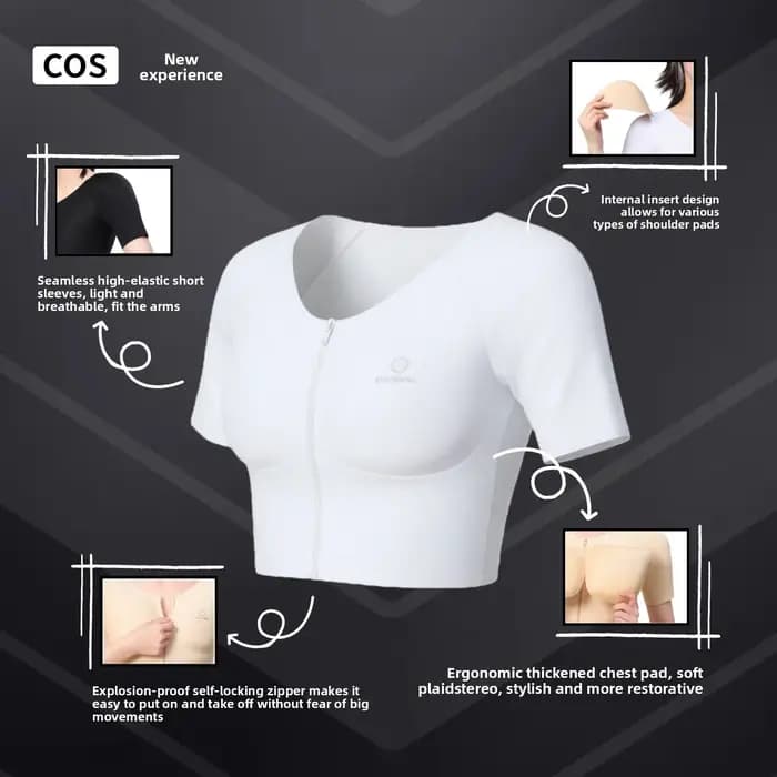 Chemise musculaire musculation amélioration de la poitrine maillot de corps de Compression sans couture réaliste faux