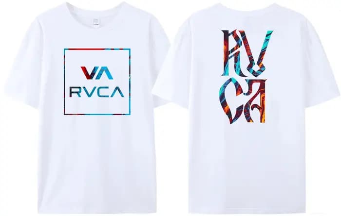 RVCA VA lettre impression T-Shirt homme Gemini symétrique été pur coton confortable