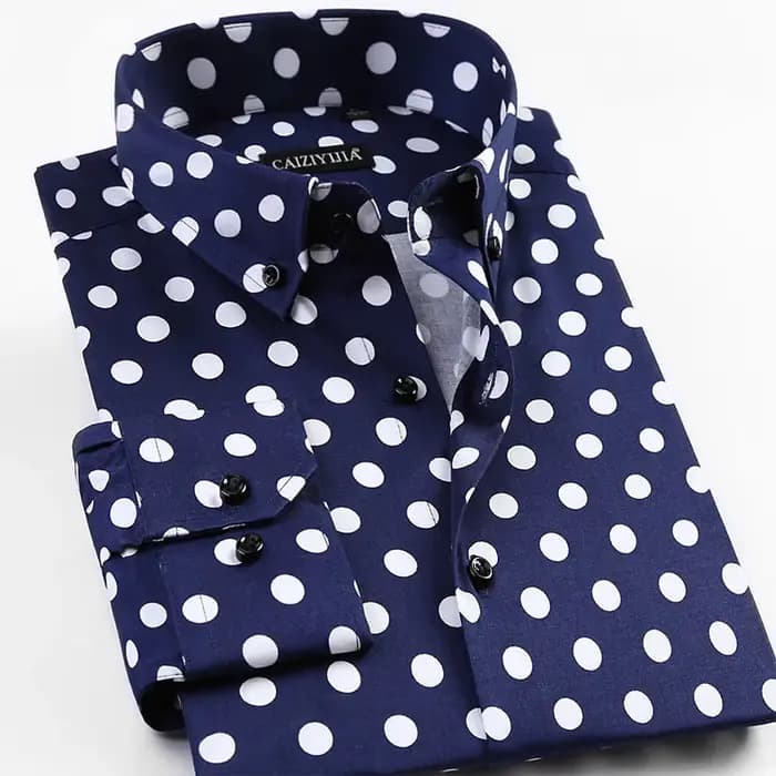 Chemise à manches longues à imprimé à pois pour hommes