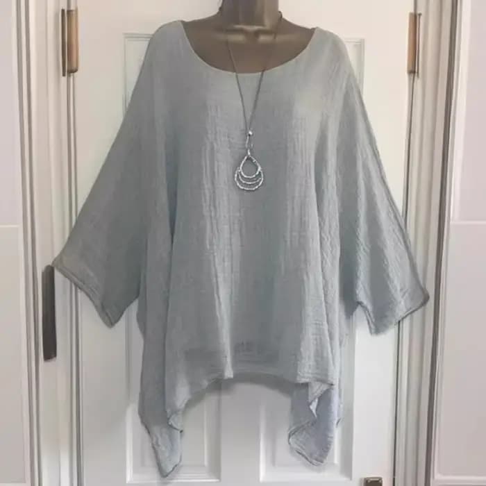 T-Shirt en Lin à Col Rond pour Femme