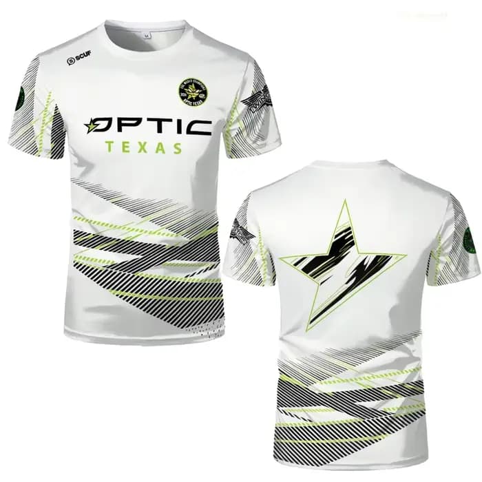 T-shirt de sport en polyester imprimé 3D Optic Texas Esports pour homme et femme