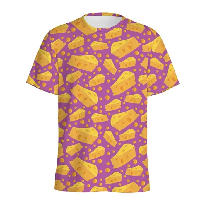 Dessin animé fromage chocolat motif T-shirt pour hommes enfants 3D imprimé