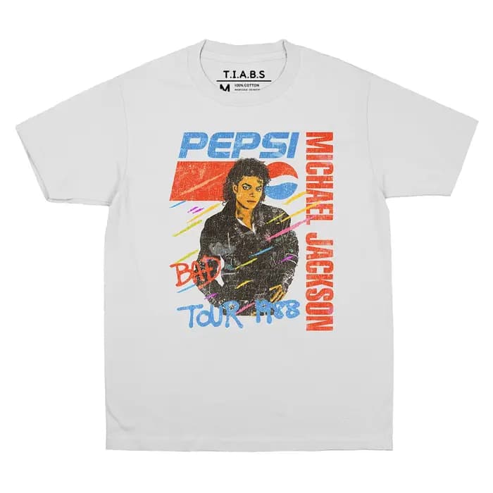 T-shirt Michael Jackson Bad au design rétro, épaules tombantes, style pop King, manches courtes, en