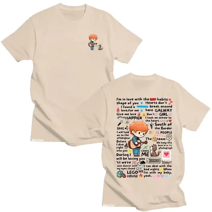 Ed Sheeran Graffiti motif t-shirt nouveau à la mode décontracté femmes hommes vêtements Y2k T-shirts