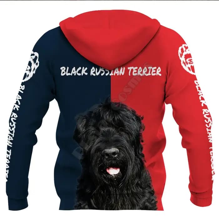 Sweat à capuche Terrier russe noir imprimé 3D pour hommes et femmes