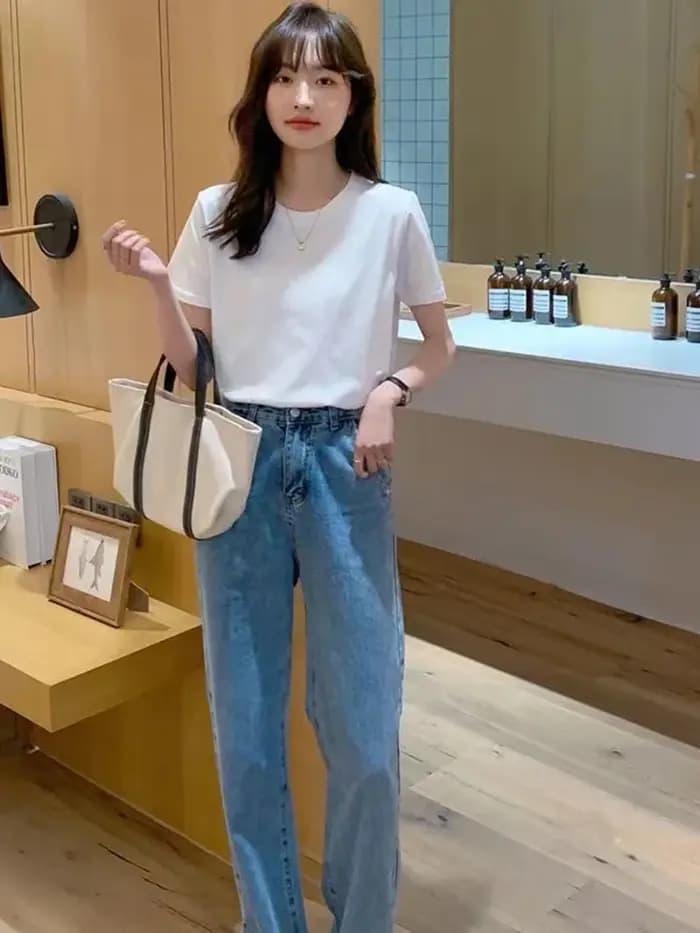 Solide femmes à manches courtes t-shirt coton col rond ample noir blanc basique mince hauts mode Harajuku décontracté vêtements chauds T-Shirts