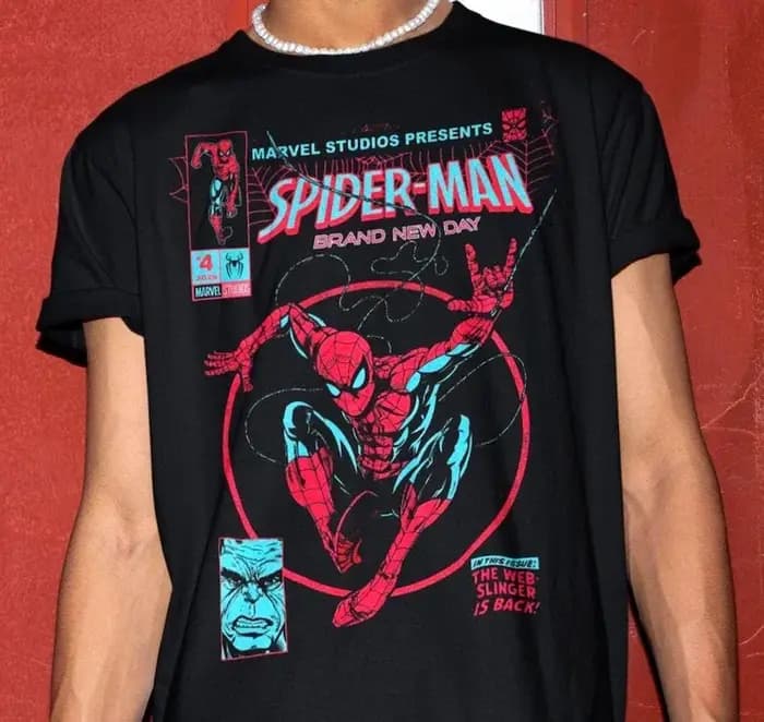 T-shirt en coton noir unisexe pour adultes, imprimé graphique rétro de la couverture de la bande des