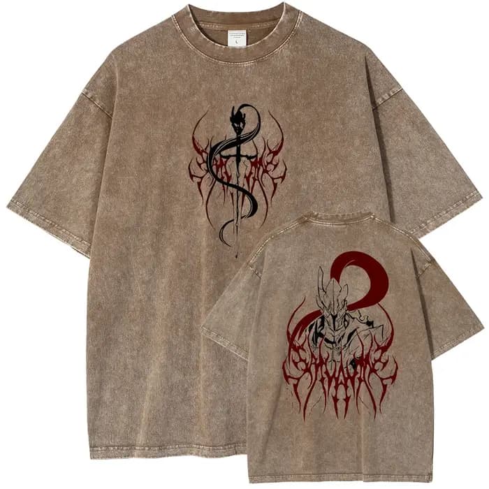 Solo nivellement Igris T-shirt Manga graphique T-shirt Vintage lavé t-shirts à manches courtes surdi