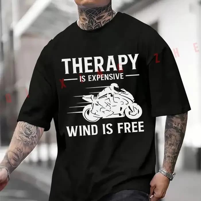 T-shirt graphique noir pour motard, avec slogan amusant, en coton doux, unisexe, surdimensionné, à m