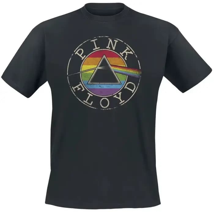 T-Shirt avec Logo Rainbow Pink Floyd Band, 100% coton, graphique, pour hommes et femmes, Streetwear