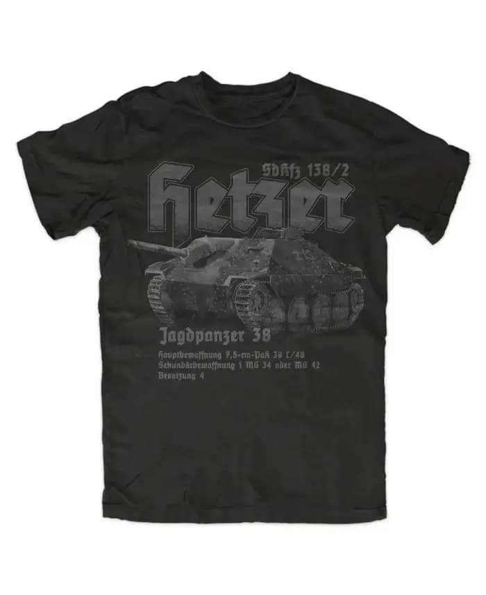 T-Shirt manches courtes pour homme, 100% coton, col rond, décontracté, Hetzer precious Premium, Panz