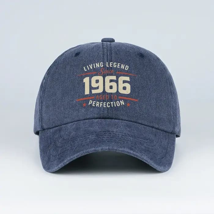 Casquette de baseball délavée « Living Legend Since 1966 », réglable, unisexe, cadeau pour les 60e a
