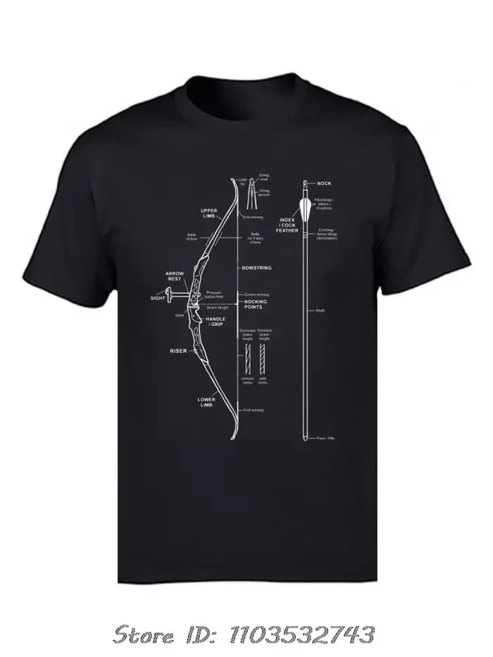 Illustration picturale image T-shirt arc composé tir à l'arc chasse anatomie hommes vêtements Fitnes