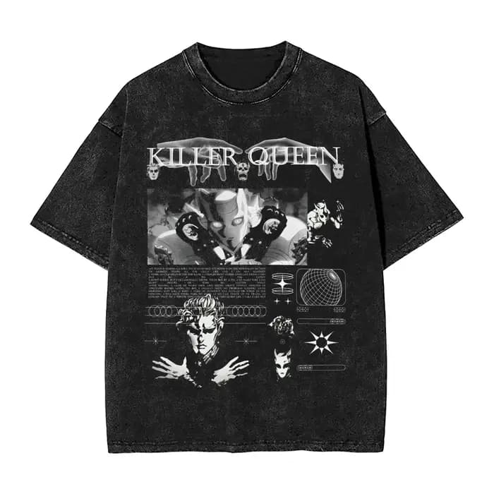 Anime Jojo's Bizarre Adventure Joseph Joestar Kira Killer T-shirt Men Manga Vintage Tshirts Harajuku Washed Cotton T Shirt