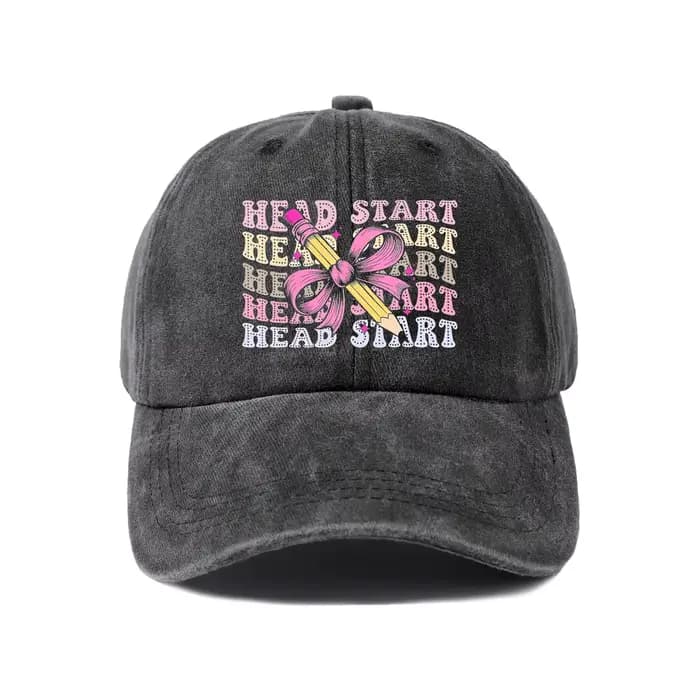 Casquette de baseball graphique Pink Ribbon Head Start, style vintage délavé, réglable, unisexe, cad
