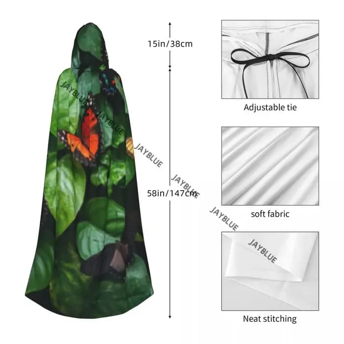 Cape longue Cape colorée tableau papillons manteau à capuche automne sweats à capuche