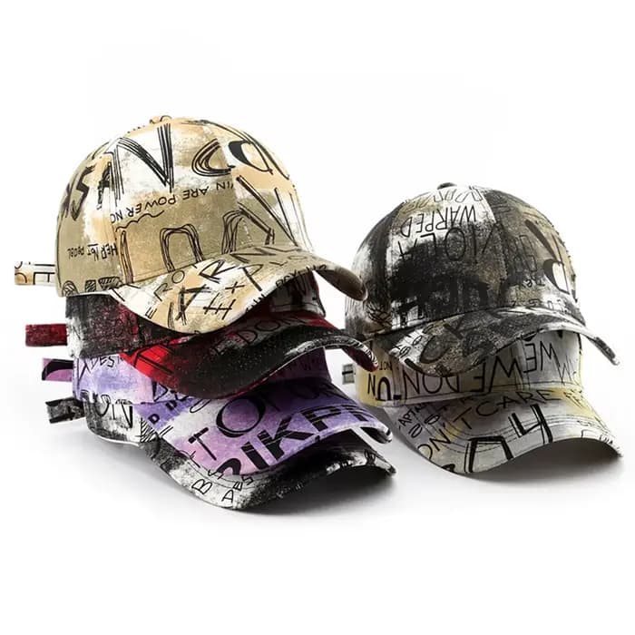 Casquettes de baseball FS noires et rouges style graffiti pour hommes