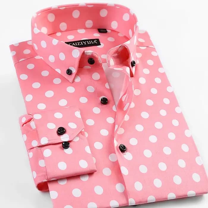 Chemise à manches longues à imprimé à pois pour hommes