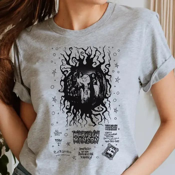 Marilyn Manson t-shirt fille années 80 vêtements coréens rétro hip hop streetwear kawaii Pop Culture coloré gothique graphique psychédélique