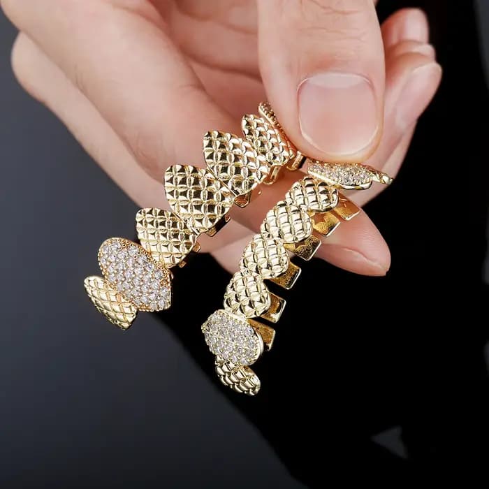 TOicalRILLZ-Ensemble de bijoux Hip Hop Iced Out CZ Grillz